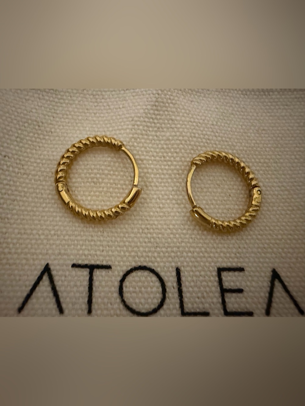 Atolea Gold Twisted Hoop Huggie Earrings - Waterproof Jewelry